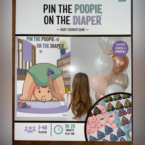 🌸 Pin The Poopie Baby Shower, Gender Reveal, Baby Game Pre-Owned - Picture 12 of 13